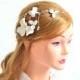 Bridal headpiece Flower hair clip First Communion headpiece Flower hair comb Bridal hair jewelry White fascinator
