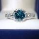 Platinum Blue Diamond Engagement Ring 1.36 Carat Certified Split Shank Halo handmade