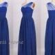 Royal Blue One Shoulder Tulle Chiffon Bridesmaid Dress/A Line Prom Dress / One-shoulder Prom Dress /Homecoming Dress/Simple Party DressDH210