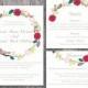 DIY Wedding Invitation Template Set Editable Word File Instant Download Printable Invitation Wreath Wedding Invitation Floral Invitation