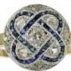 On Sale Art Deco diamond and sapphire engagement ring in yellow gold c.1920