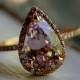 3ct Color Change Sapphire Lavender Champagne Tear Drop Sapphire And Rose Gold Diamond Engagement Ring