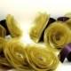 Aubergine and Olive Green Flower Belt, Bridal Sash, Flower Girl Belt, 10 Pieces Wedding Set, FREE SHIPPING