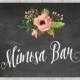 Printable Mimosa Bar Sign - 5x7 8x10 Chalkboard Floral Flower Watercolor Wedding Bridal Shower Champagne Bubbly Drinks Cocktail Bar