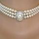 Pearl Choker, Cream Pearls, Great Gatsby, Pearl And Rhinestone, 3 Strand Pearls, Vintage Bridal, Bridal Choker, Gatsby Jewelry, Art Deco