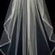 Crystal beaded edge wedding veil, ivory crystal wedding veil, pearl beaded bridal veil, hip lenght crystal pearl edge veil