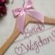 Custom wedding hanger with date, personalized bridal hanger, custom wooden wedding hanger, personalized rustic wedding dress hanger