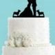 Couple Kissing withTwo French Bulldogs Wedding Cake Topper
