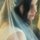 Juliet Cap Veil- White, Off White, Ivory Beaded Wedding Veil- Bridal Cap Veil, Gatsby Veil, Fingertip Veil with Blusher, Crystal Bridal Veil