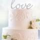 Glitter Script Love Cake Topper – Custom Wedding Cake Topper Available in 31 Glitter Options- (S077)