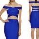 Sexy Blue Criss-Cross Off The Shoulder Cut Out Two Piece Bandage Dress
