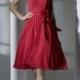 Fasion Red Short Uk Bridesmaid Dresses UK with Strapless,A-line,Chiffon Fabric,Knee-length