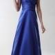 A-line Princess V-neck Floor-length Stretch Satin Bridesmaid/Wedding Party Dress SKU: SAL2209-LT