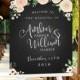 DIGITAL // Wedding Welcome Sign // Ranunculus Roses Custom // Flowers & Chalkboard // 