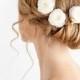 Bridal Hair Pins Roses Set of 3 - Rose Hair Pins - Wedding Hair Pins - Ivory OR White - Wedding Hair Accessories