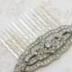 Bridal hair comb crystal rhinestone antique style filigree art deco silver jewel wedding hair accessory vintage bride gem