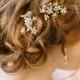 Pearl Hair Pins with Rhinestones, Flower Hair Pins, Bridal Headpiece, Boho Wedding Accessory, Gold Hairpins, Bridal Hair Accessories