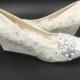 Ivory White Wedding Wedges,Women Bridal Wedges Shoes,Comfortable Low Heels Wedge Wedding Shoes