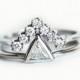 White gold wedding set, Trillion diamond set, wedding ring set, white gold diamond ring, 18k white gold