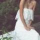 Strapless Bridal Gown, Bohemian Wedding Dress, Lace Wedding Gown - "Iver"