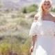 Bohemian Wedding Dress, Hippie Bohemian Gown, Off The Shoulder Bridal Dress, Lace Ruffle Wedding Gown - "Haden"