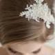 Bridal Lace Hair Comb, Wedding Headpiece, Bridal Lace Fascinator, Ivory Beaded Comb