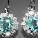 Light Azore Halo Crystal Earrings Swarovski Rhinestone Silver Earrings Ice Blue Leverback Hypoallergenic Earrings Bridesmaid Jewelry Wedding