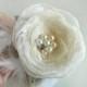 SALE Ivory Wedding Flower  Hair Piece, Bridal Hair Clip, Rustic Wedding  Hair Flower Bridal  Accessories, Burlap Wedding  Ivory Fascinator