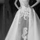 Charming Zuhair Murad Lace Sheer Illusion Wedding Dresses Cap Sleeves Detachable Train Applique Tulle Bridal Ball Gown Sweep Train Open Back Online with $113.88/Piece on Hjklp88's Store 