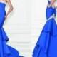 Bright Blue Tarik Ediz Lace Evening Dresses Mermaid Cheap Chapel Train Satin Strapless Simple Long Prom Dresses Party Formal Gowns Online with $101.31/Piece on Hjklp88's Store 