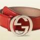 Gucci Belts Red With Interlocking Gold G Buckle
