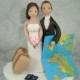 Bride & Groom Personalized Travel Theme Wedding Cake Topper
