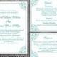 DIY Wedding Invitation Template Set Editable Word File Instant Download Printable Floral Invitation Blue Invitation Turquoise Invitations