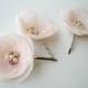 Pale Pink Flower Bridal Hair Clips, Blush Wedding Hair Accessory, Crystal Pearl Flower Hair Pins, Bridal Head Piece, Wedding Hairpiece