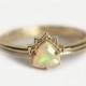 Opal Engagement Ring Set, Opal Wedding Ring, Lace Wedding Set, Lace Wedding Band, Wedding Ring Set, Trillion Opal Ring