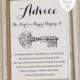 The Key to a Happy Marriage Sign, Pick your sign 5x7 or 8x10 Wedding Sign, Happy Marriage