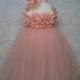 READY TO SHIP for baby up to 2T 3T toddler flower girl peach blush tutu dress and headband wedding cake smash pageant birthday  photo prop