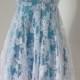 2015 V-neck V-back White Lace Teal Blue Lining Short Front Long Back Bridesmaid Dress