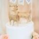Rustic Cake Topper, Wedding Golden Deer, Gold Bride & Groom, Woodland Rustic Animal
