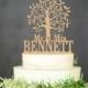 Wooden cake topper Mr Mrs Rustic Cake Topper Personalized Tree Wedding topper