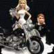Wedding Cake Topper w/ die cast Harley Davidson Motorcycle SEXY U PICK COLOR W/Light