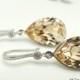 Champagne Earrings Cubic Zirconia Swarovski Crystal Light Silk Earrings Light Peach Earrings Teardrop Earrings Dangle Earrings
