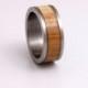 titanium and wood ring with olivewood wedding band