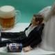 Wedding Cake Topper Miller Lite Beer Drinking Mug Cans Drinker Groom Themed w/ Bridal Garter Bride Drags Pulls Humorous Funny Unique Top