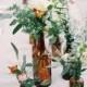 Empty Glass Bottles Fill In As Gorgeous Wedding Centerpieces