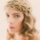 Golden bridal headpiece, Silver branches, Gold wedding crown, Bridal head piece, Wire branch headdress, Golden woodland crown - SOLSTICE