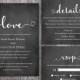 DIY Wedding Invitation Template Set Editable Word File Download Printable Chalkboard Wedding Invitation Black & White Heart Invitation