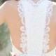 White bridal dress, beach wedding dress, bridal gown, silk chiffon, lace, sexy back, low back for destination beach weddings {OFF WHITE}