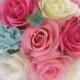 17 piece Wedding Bouquet flowers Bridal silk Package HOT PINK Teal MINT Green Cream Bridesmaid Maid of Honor Centerpieces RosesandDreams