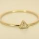 Diamond Ring - Engagement Diamond Ring - Triangle Diamond Ring - Trillion Ring - 14k Yellow Gold Ring